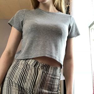 Grey ribbed crop top